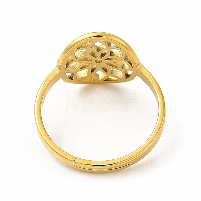 Ion Plating(IP) 304 Stainless Steel Flower Adjustable Ring for Women RJEW-B027-19G-1