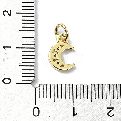 Moon Theme Brass Micro Pave Clear Cubic Zirconia Charms KK-H475-57G-03-1