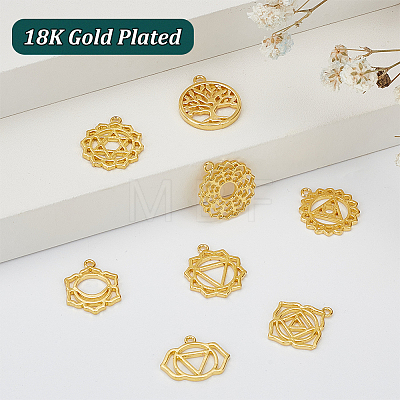   32Pcs 8 Styles Brass Pendants KK-PH0005-77-1