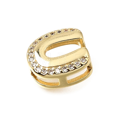 Brass Micro Pave Clear Cubic Zirconia Initial Spacer Bars KK-E802-34G-U-1