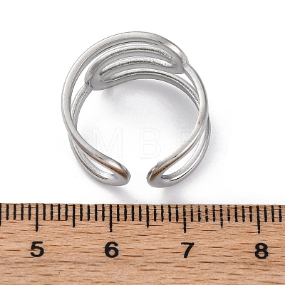 304 Stainless Steel Open Cuff Rings for Women RJEW-F174-03P-1