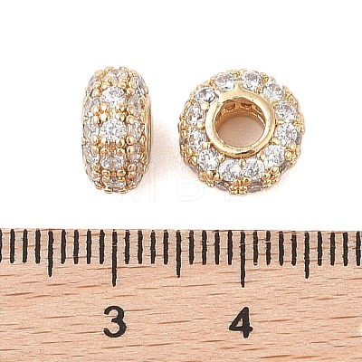 Brass Micro Pave Clear Cubic Zirconia Beads KK-B100-008G-1