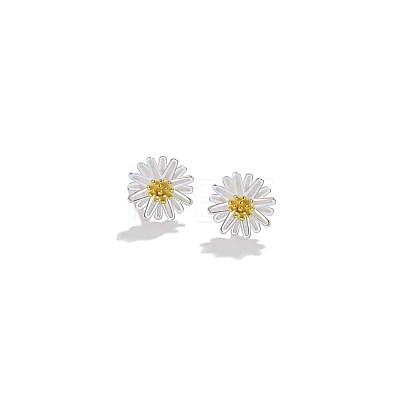 925 Sterling Silver Flower Stud Earrings STER-BB35888-02-1