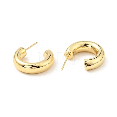 Brass Chunky C-shape Stud Earrings X-EJEW-G297-03C-G-1