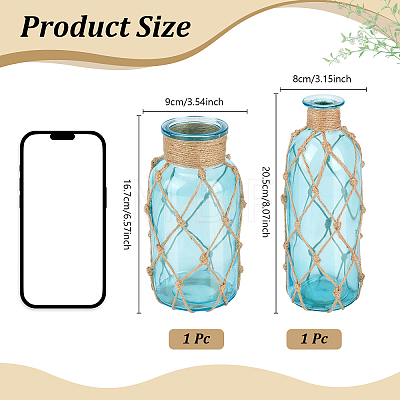 2Pcs 2 Styles Glass Vases Display Decorations AJEW-TW0001-28-1