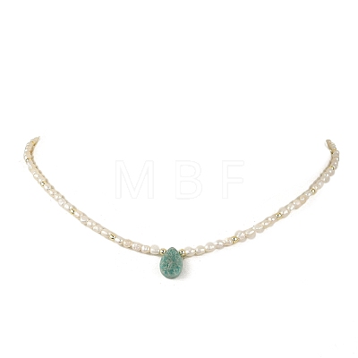 Natural Amazonite Faceted Teardrop Pendant Necklaces NJEW-JN06432-1