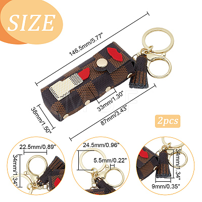 PU Leather Lipstick Holder Keychains AJEW-WH0248-226A-1