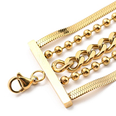304 Stainless Steel Chains Multi-strand Bracelet for Women BJEW-G674-01A-G-1