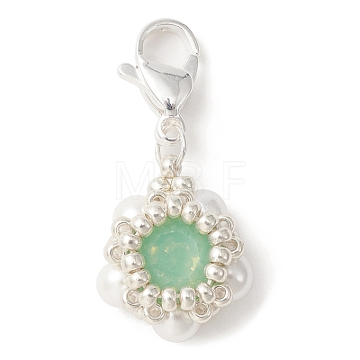 K9 Glass Rhinestone & Shell Pearl Bead Pendant Decoration HJEW-MZ00027-1