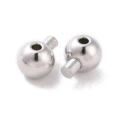 Rhodium Plated 925 Sterling Silver Stopper Beads STER-D035-02P-1
