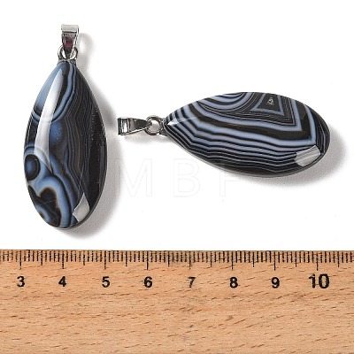 Dyed & Heated Natural Black Banded Agate Pendants GG-CBACB71-02P-11-1