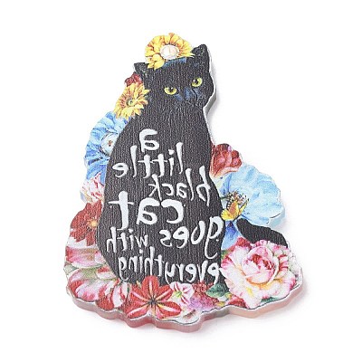 Christmas Cat Shape Acrylic Pendant Decoration HJEW-E007-01G-03-1