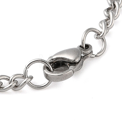 304 Stainlessa Steel Curb Chain Pendant Necklaces NJEW-H034-04P-1