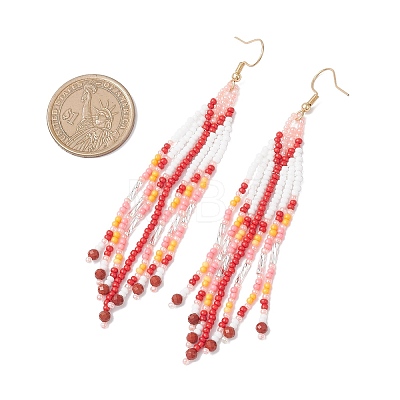Handmade Glass Seed Beads Arrow Dangle Earrings EJEW-MZ00539-02-1