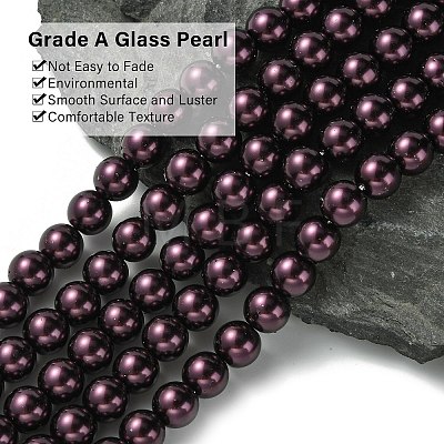 Eco-Friendly Grade A Glass Pearl Beads HY-J002-8mm-HX042-1