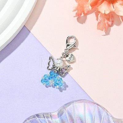 Angel Glass & Alloy Wing Pendant Decorations HJEW-MZ00134-04-1