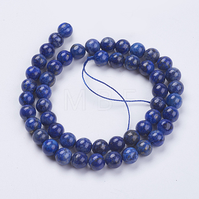 Natural Lapis Lazuli(Filled Color Glue) Beads Strands X-G-K269-01-8mm-1