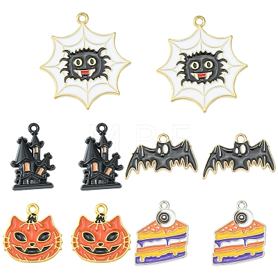 12Pcs 6 Style Halloween Theme Alloy Enamel Pendants ENAM-FS0001-46-1