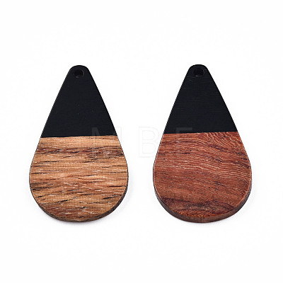 Opaque Resin & Walnut Wood Pendants RESI-N025-030-B-1