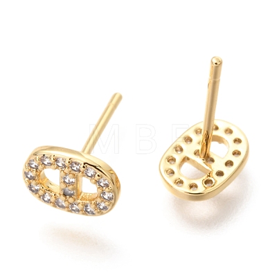 Brass Micro Pave Clear Cubic Zirconia Stud Earrings EJEW-O103-07G-1