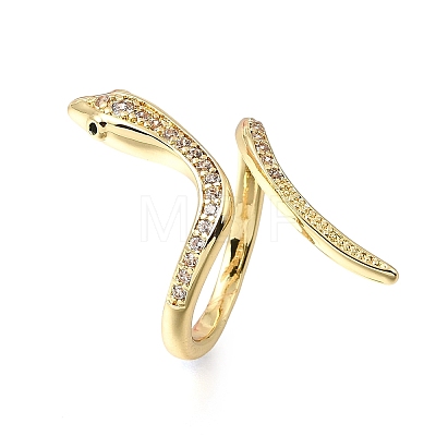 Brass Micro Pave Clear Cubic Zirconia Cuff Rings ZIRC-M117-02G-1