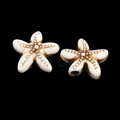 Ocean Theme Spray Painted Opaque Acrylic Beads ACRP-F003-02E-1