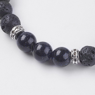 Natural Lava Rock Beads Stretch Bracelets BJEW-I241-12M-1