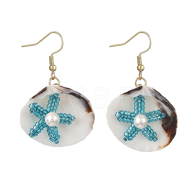 Natural Shell Dangle Earrings EJEW-MZ00754-01-1