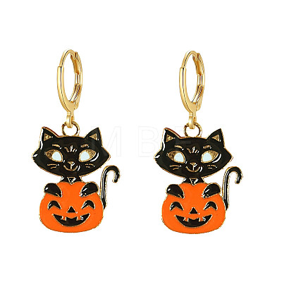 Halloween Alloy Enamel Hoop Earrings FS-WG6BEC1-03-1