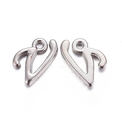 Platinum Plated Alloy Letter Pendants PALLOY-P097-02-V-1