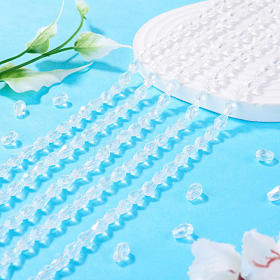 5 Strands Transparent Teardrop Glass Beads Strands GLAA-TA0004-21B-1