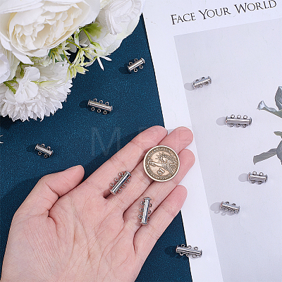 10 Sets 2 Styles 304 Stainless Steel Slide Lock Clasps STAS-ME0003-55-1