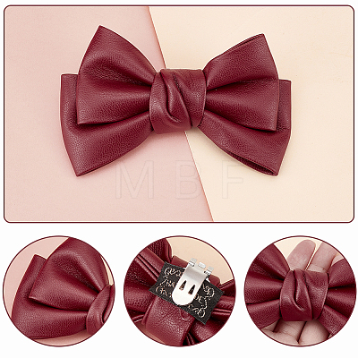 Leather Bowknot Shoe Decorations AJEW-WH0323-23C-1