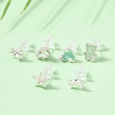 Alloy Enamel Stud Earrings for Women AL-CBA004A-03S-1