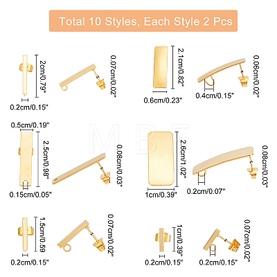 20Pcs 10 Style 304 Stainless Steel Stud Earring Findings STAS-AR0001-32-1