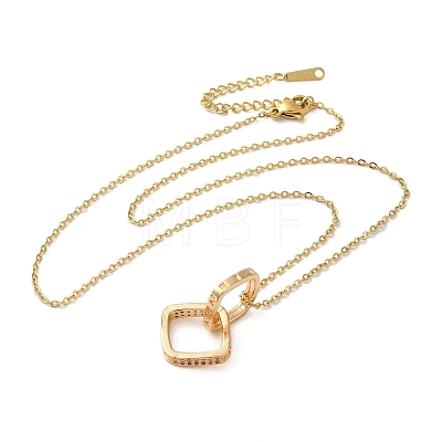Brass Micro Pave Clear Cubic Zirconia Pendant Necklaces for Women NJEW-E106-08KCG-02-1