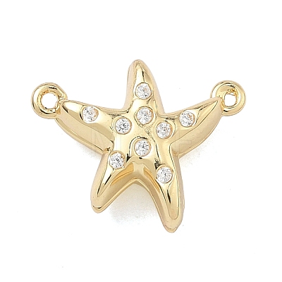 Starfish Brass Micro Pave Clear Cubic Zirconia Magnetic Clasps KK-C251-10G-1
