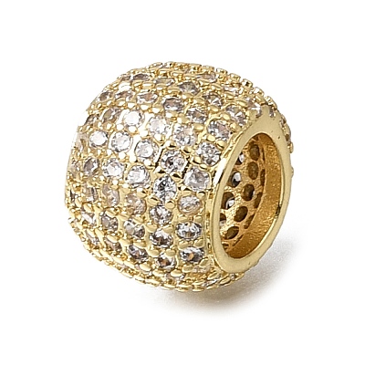 Brass Micro Pave Cubic Zirconia European Large Hole Beads KK-C262-17G-01-1