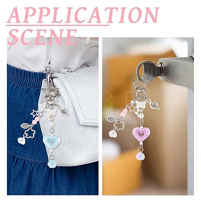Alloy & Acrylic & Glass Pendant Decorations HJEW-YW00436-01-1
