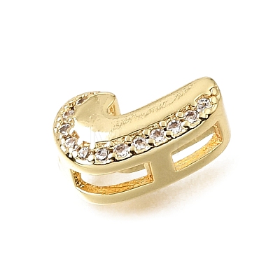 Brass Micro Pave Clear Cubic Zirconia Initial Spacer Bars KK-E802-34G-J-1