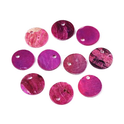Spray Painted Natural Akoya Shell Disc Charms SHEL-N038-22-1