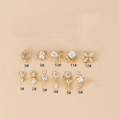 316L Surgical Stainless Steel Micro Pave Clear Cubic Zirconia L-Shaped Nose Rings WGD2F1E-20-1