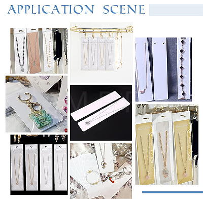   100Pcs Rectangle Paper Jewelry Display Cards for Necklaces & Earrings Storage CDIS-PH0001-58-1