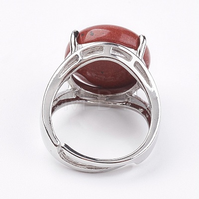 Adjustable Natural Red Jasper Finger Rings RJEW-F075-01N-1