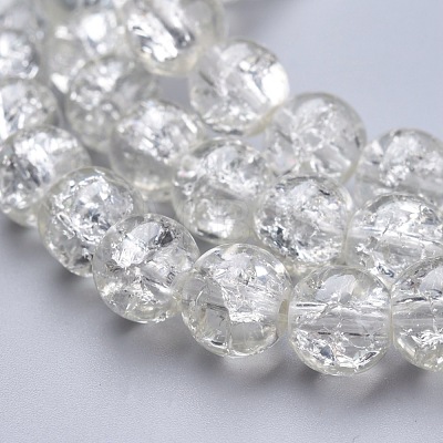 Spray Painted Crackle Glass Beads Strands CCG-Q001-8mm-01-1