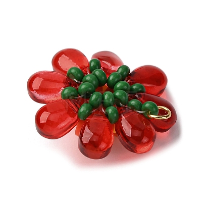 6Pcs 6 Colors Glass & Polymer Clay Pendants PALLOY-MZ00810-1