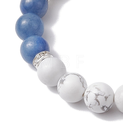 Natural Howlite & Blue Aventurine Round Beaded Stretch Bracelets BJEW-TA00528-02-1