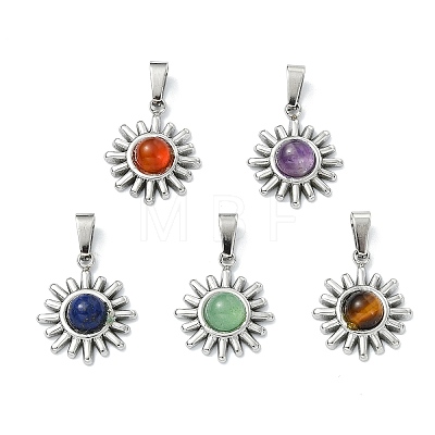 Natural Mixed Stone Pendants PALLOY-JF05607-02-1