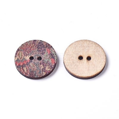 Printed Poplar Wood Buttons WOOD-D021-01B-1