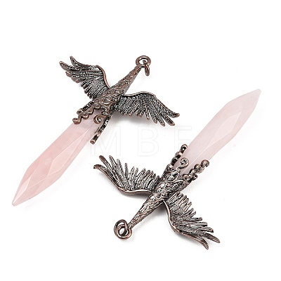 Natural Rose Quartz Faceted Pointed Bullet Shaped Big Pendants G-T145-01R-01-1